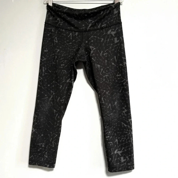 LULULEMON Wunder Under Crop II Luon  Star Crushed Coal Black Leggings Size 6 - Picture 1 of 9
